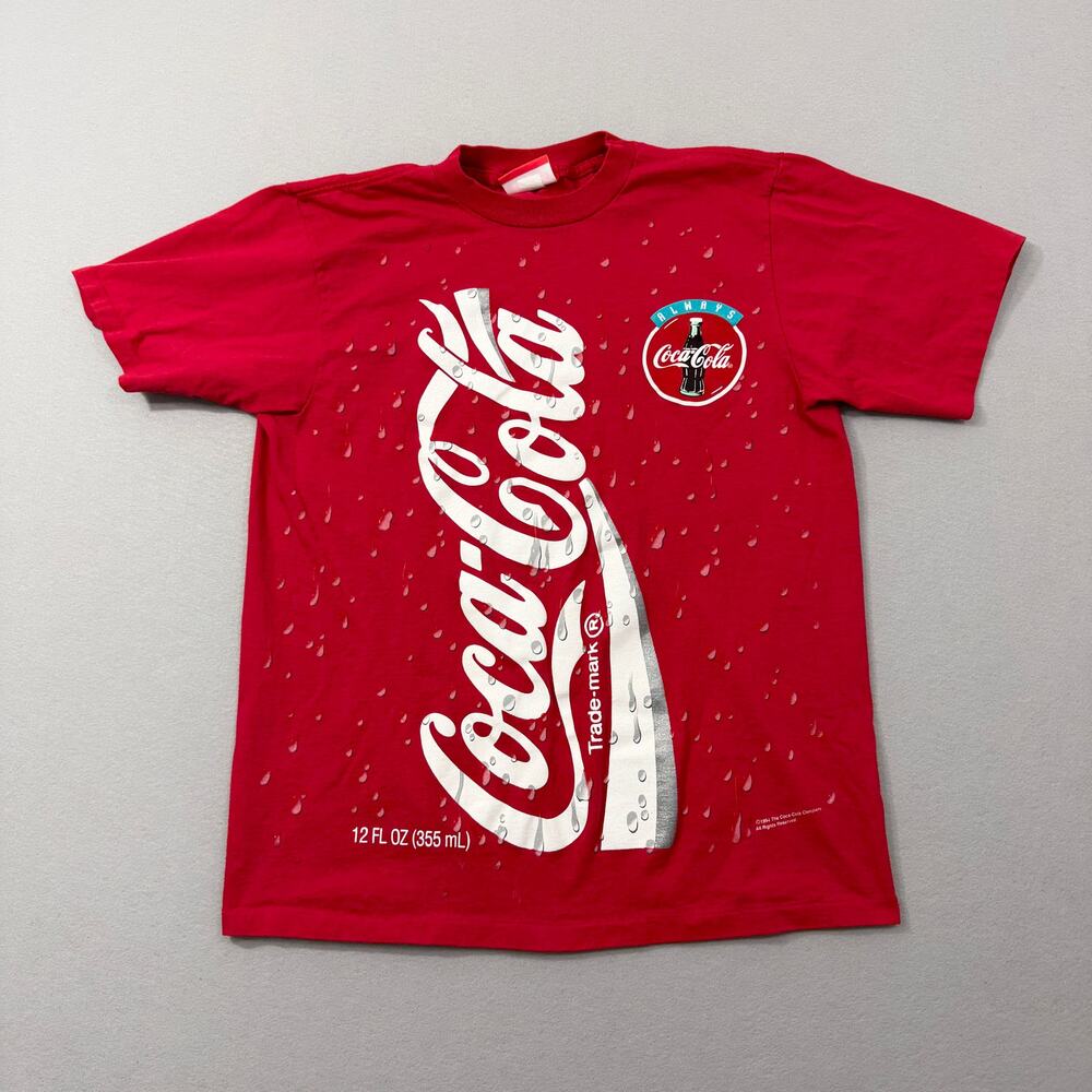 Vintage Coca Cola Big Print Shirt Men's Extra Large Red 1994 Promo Cola Soda Pop